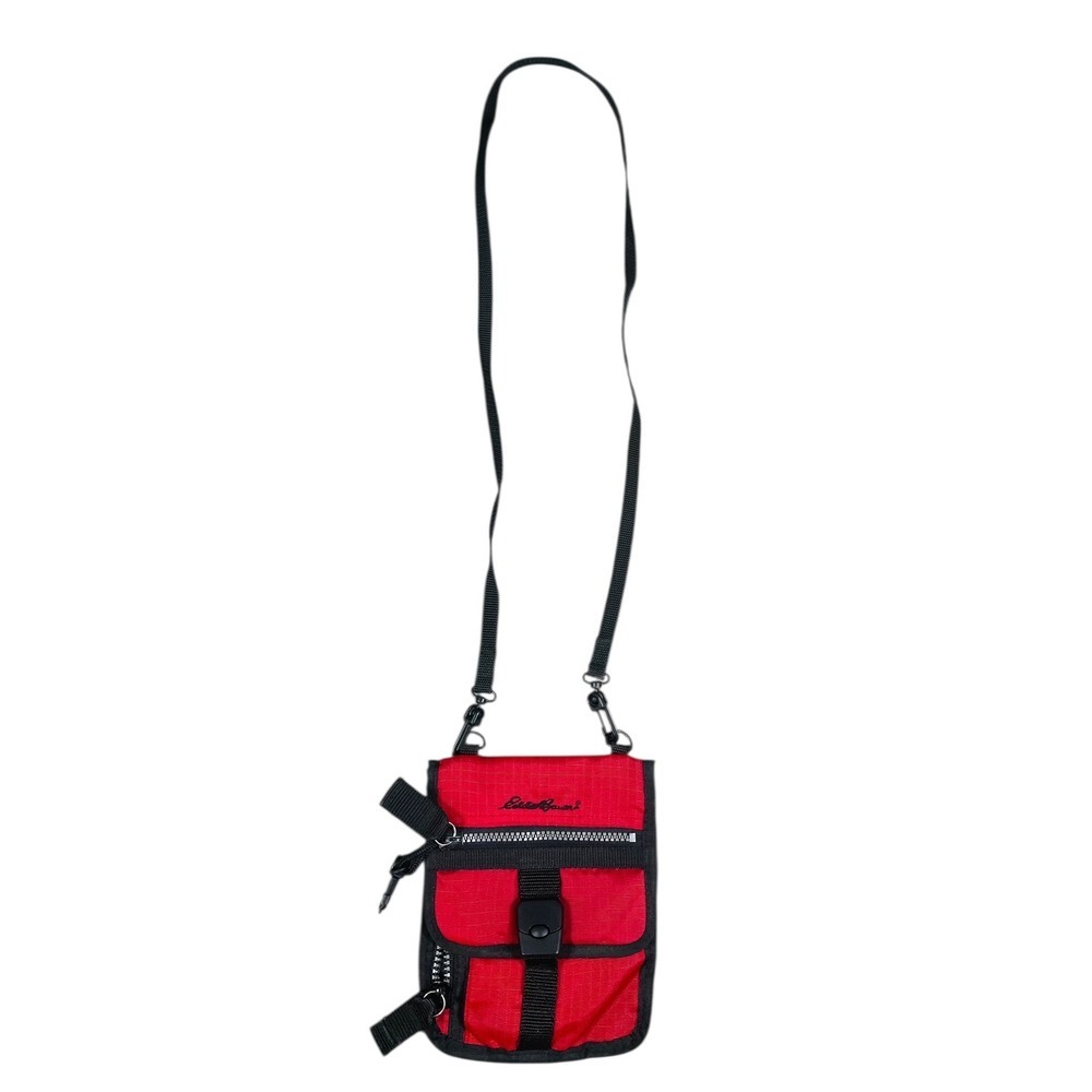 Eddie Bauer Vintage Red Nylon Crossbody Bag Mini Travel Purse Belt Bag Pack